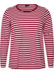 Stribet bluse med lange &aelig;rmer, Lyser&oslash;d, Packshot image number 0