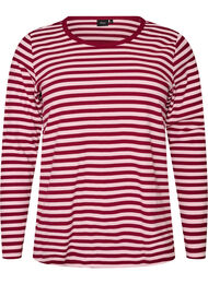 Stribet bluse med lange &aelig;rmer, Lyser&oslash;d