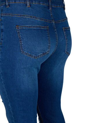 Slim fit jeans med sliddetaljer, Blue Denim, Packshot image number 3