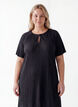 Tunika i jersey med strukturstriber, Sort, Model image number 2