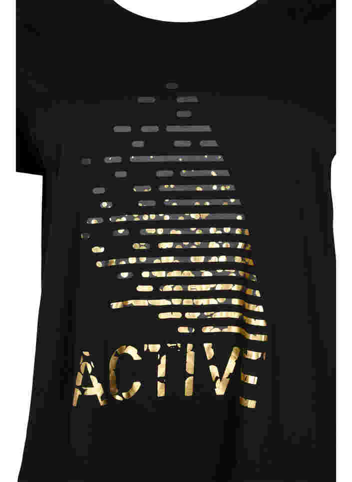 Trænings t-shirt med print, Black gold foil logo, Packshot image number 2