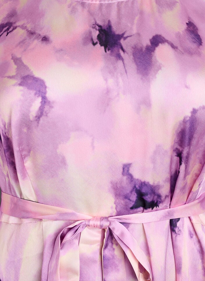 Kort&aelig;rmet festkjole med bindeb&aring;nd, Lilla, Packshot image number 2