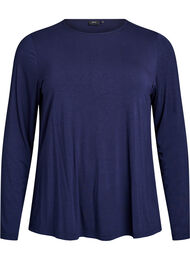 Bluse med lange &aelig;rmer, Bl&aring;