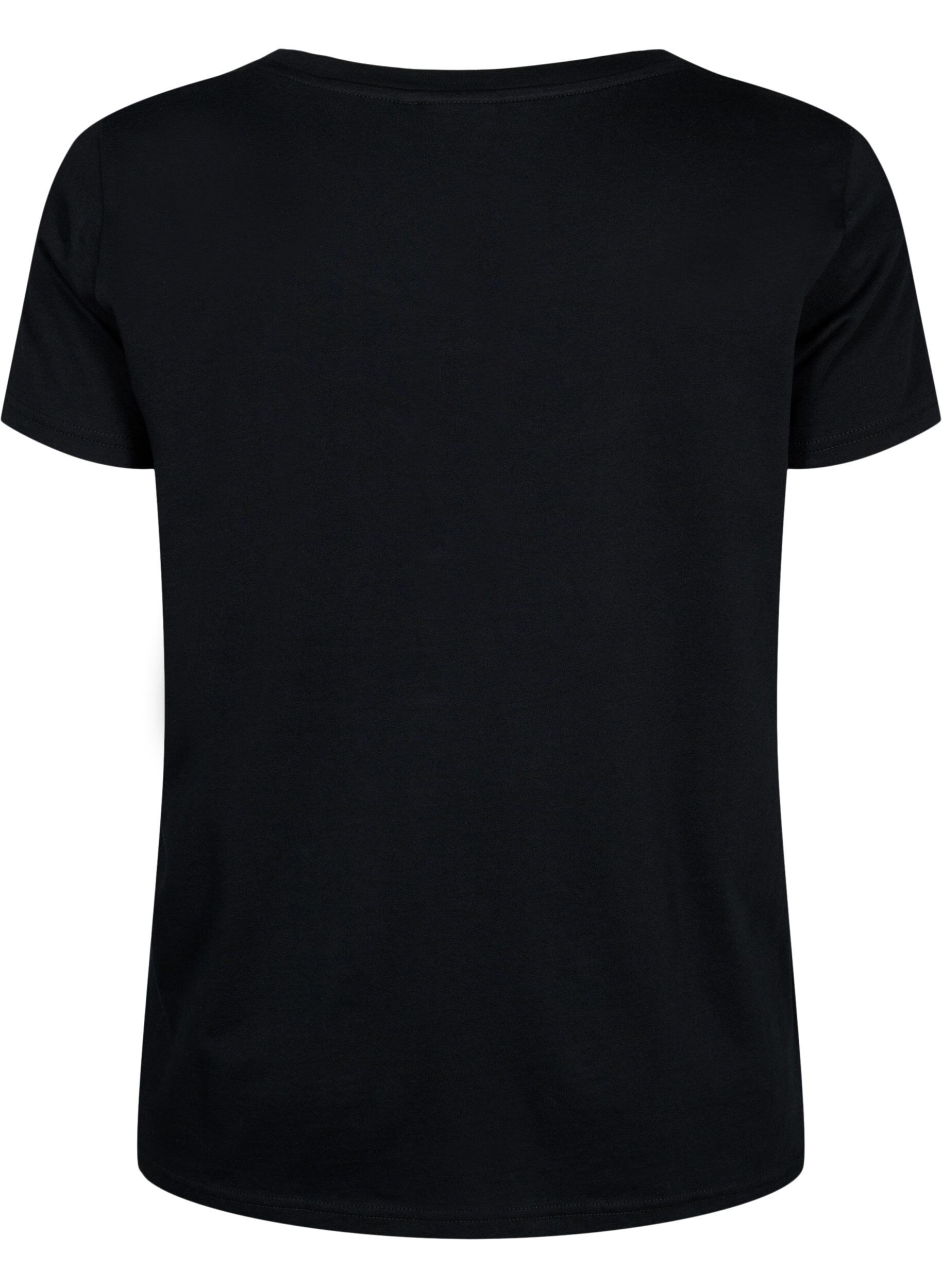 Zizzi Tr&aelig;nings t-shirt med print, Black w. Graphics, Packshot image number 1