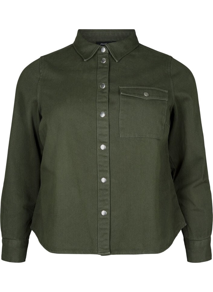 Canvas jakke med knapper, Forest Night, Packshot image number 0