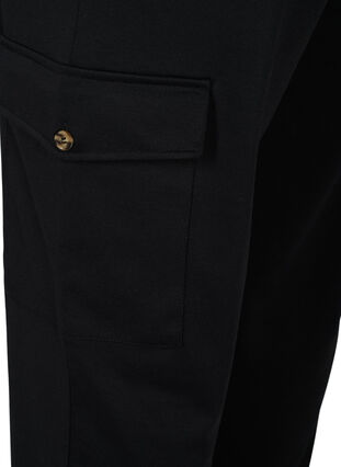 Løse bukser med elastikkant og lommer, Black, Packshot image number 3