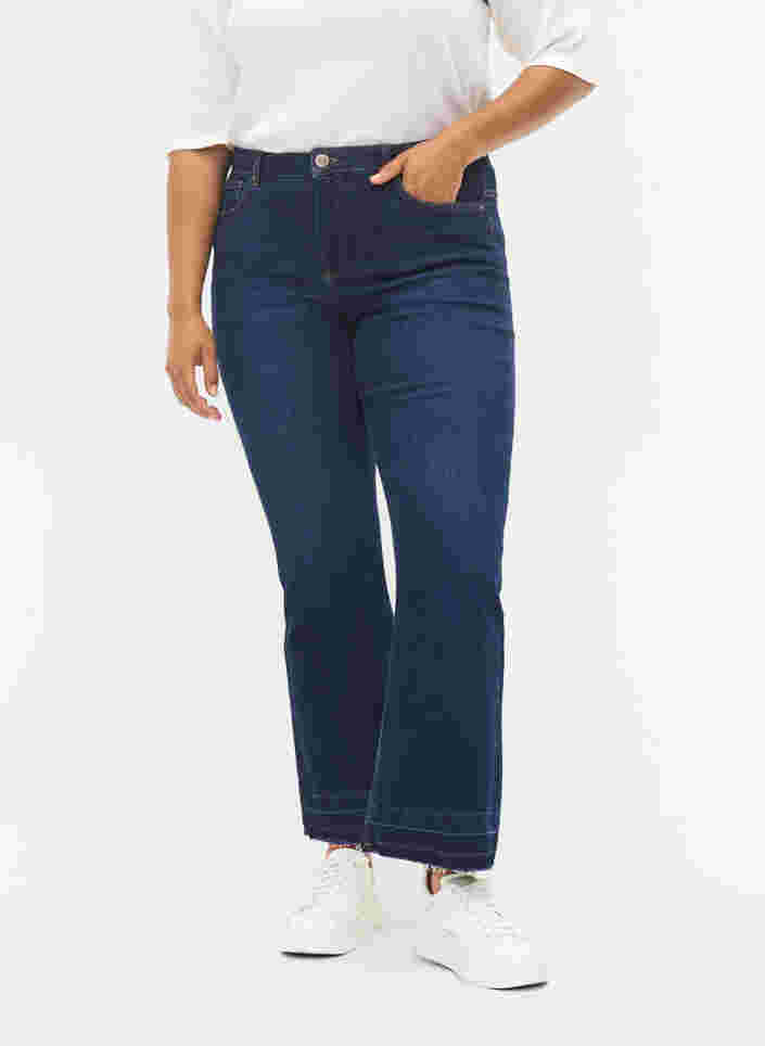 Ellen bootcut jeans med høj talje, Dark blue, Model image number 2