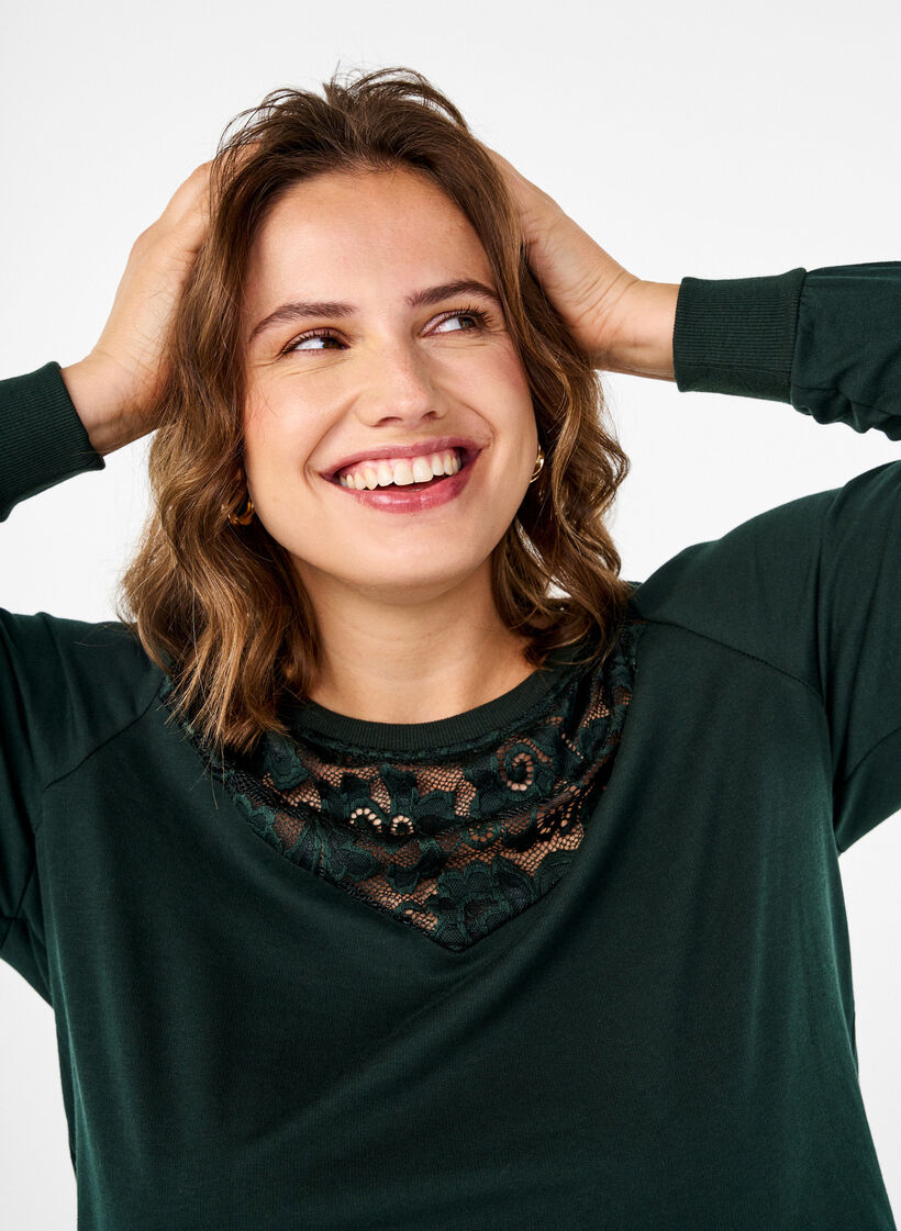 Sweatshirt med blondedetalje, Scarab, Image image number 0