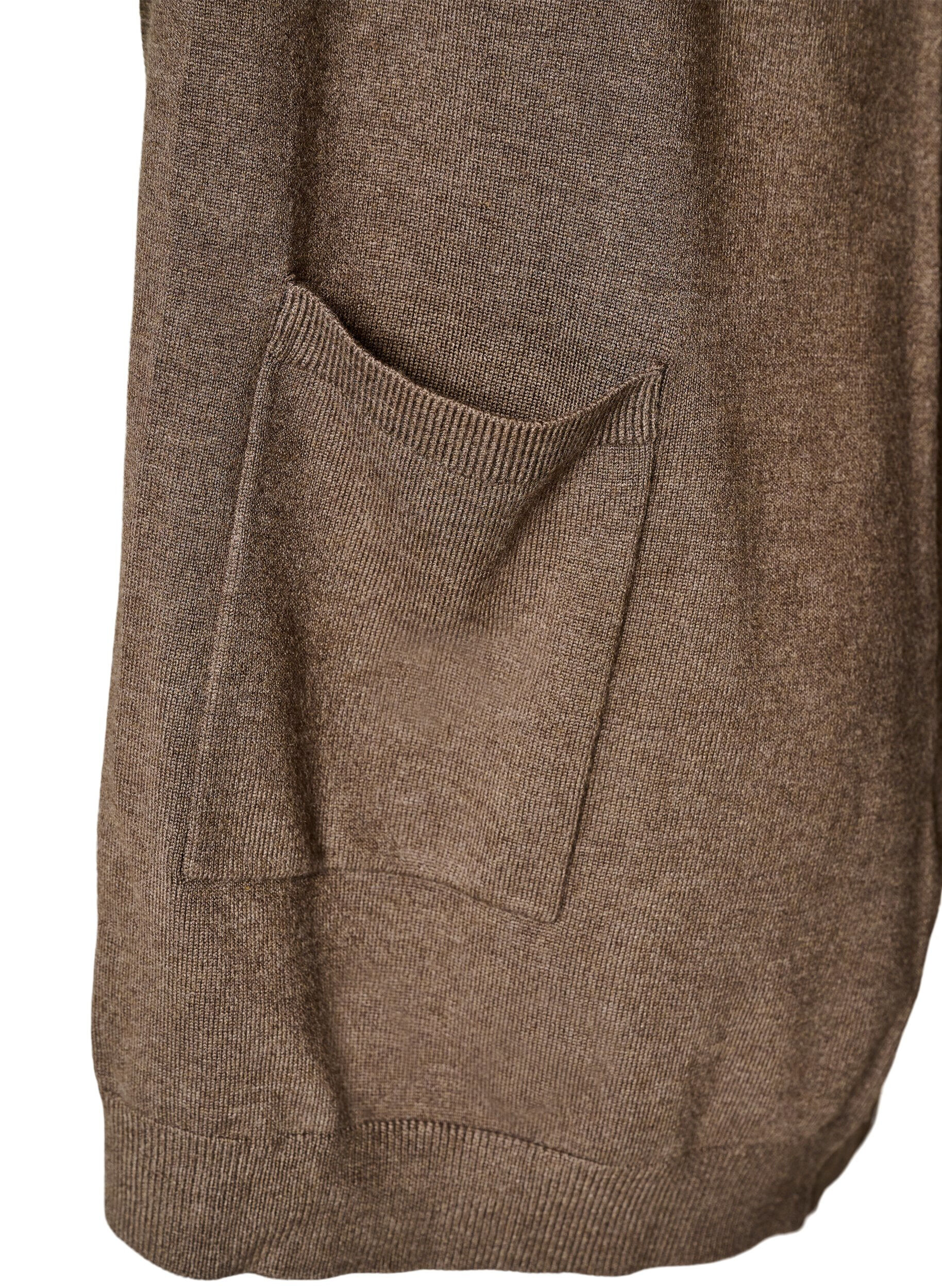 ZizziLang strikcardigan i viskosemix, Brun, Packshot image number 2