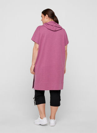 Lang sweatshirt med korte ærmer, Grape Nectar Melange, Model image number 1