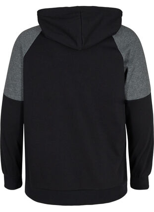 Sweatshirt med hætte og lomme, Black, Packshot image number 1
