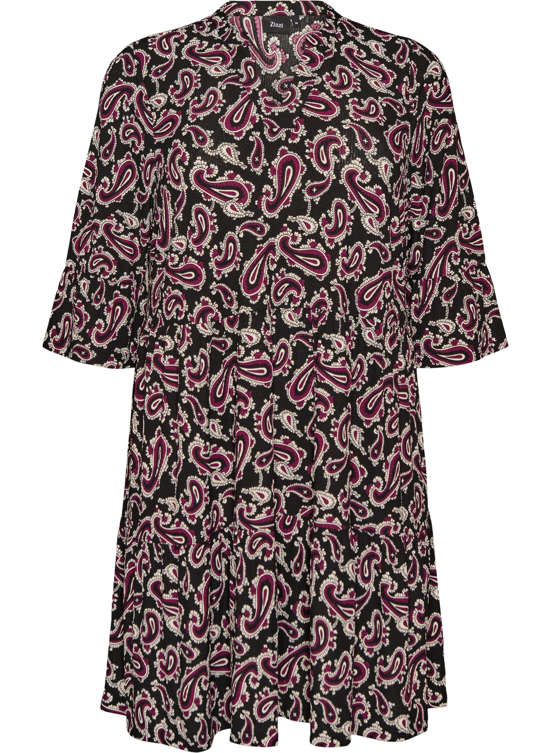 Kort jerseykjole med all-over print og A-form