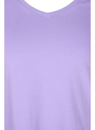 Ensfarvet basis t-shirt i bomuld, Paisley Purple, Packshot image number 2