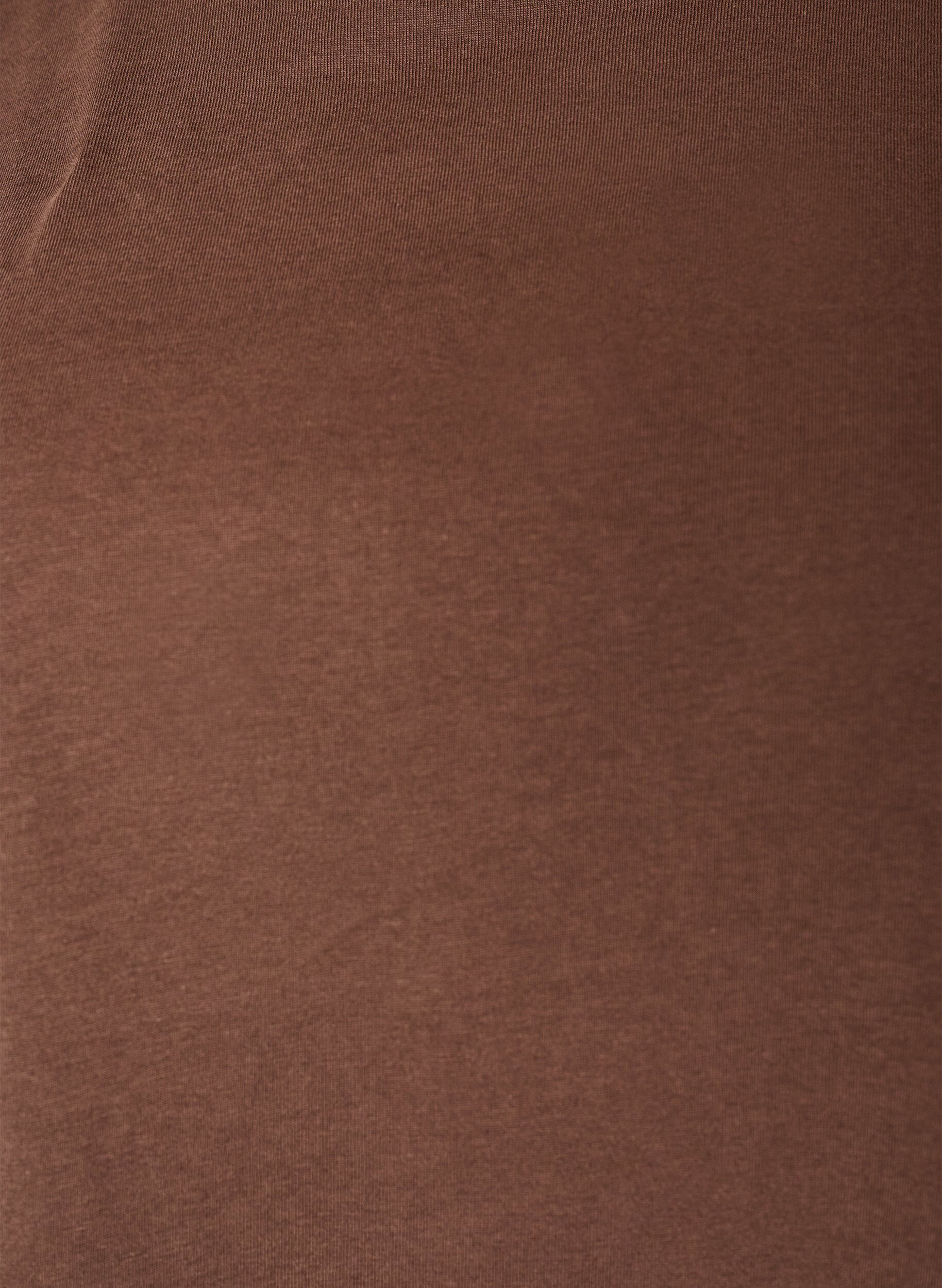 Zizzi T-shirt med asymmetrisk blondekant, Brun, Packshot image number 2