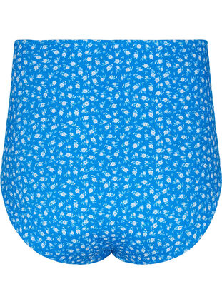 Ekstra højtaljet bikini trusse med blomsterprint, Blue Flower Print, Packshot image number 1