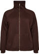 Sweatcardigan med h&oslash;j krave og lynl&aring;s, Brun, Packshot image number 0