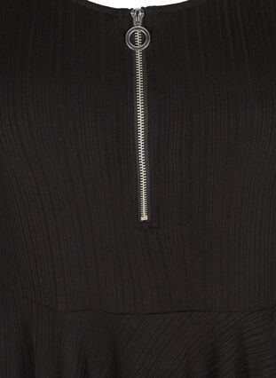 Viskose bluse med 3/4 ærmer og lynlås, Black, Packshot image number 2