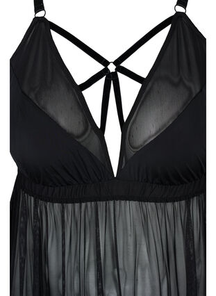 Transparent natkjole med string, Black, Packshot image number 2