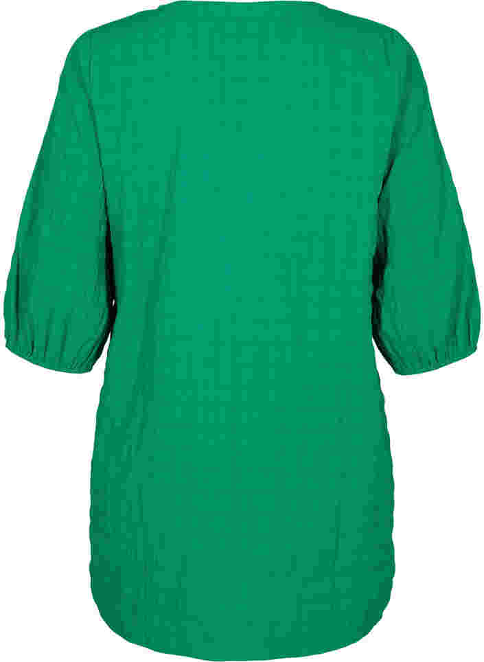 Struktureret tunika med 3/4 ærmer, Jolly Green, Packshot image number 1