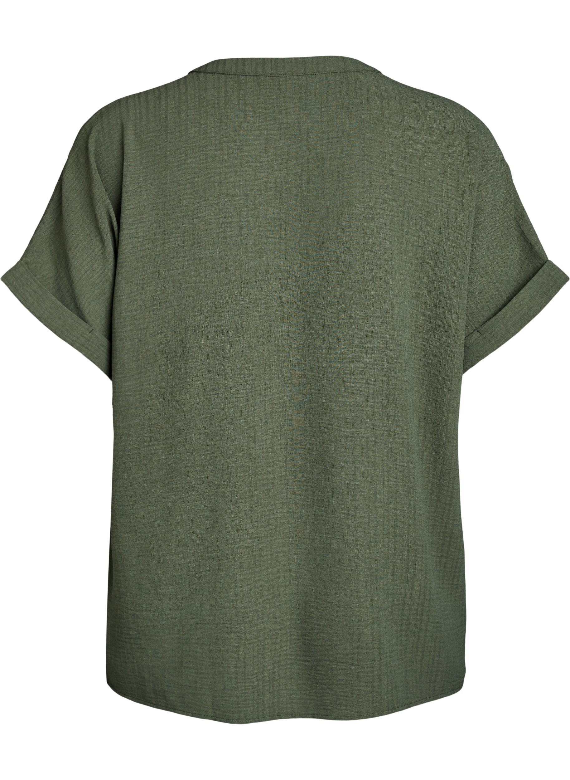 ZizziL&oslash;s bluse med korte &aelig;rmer, Gr&oslash;n, Packshot image number 1
