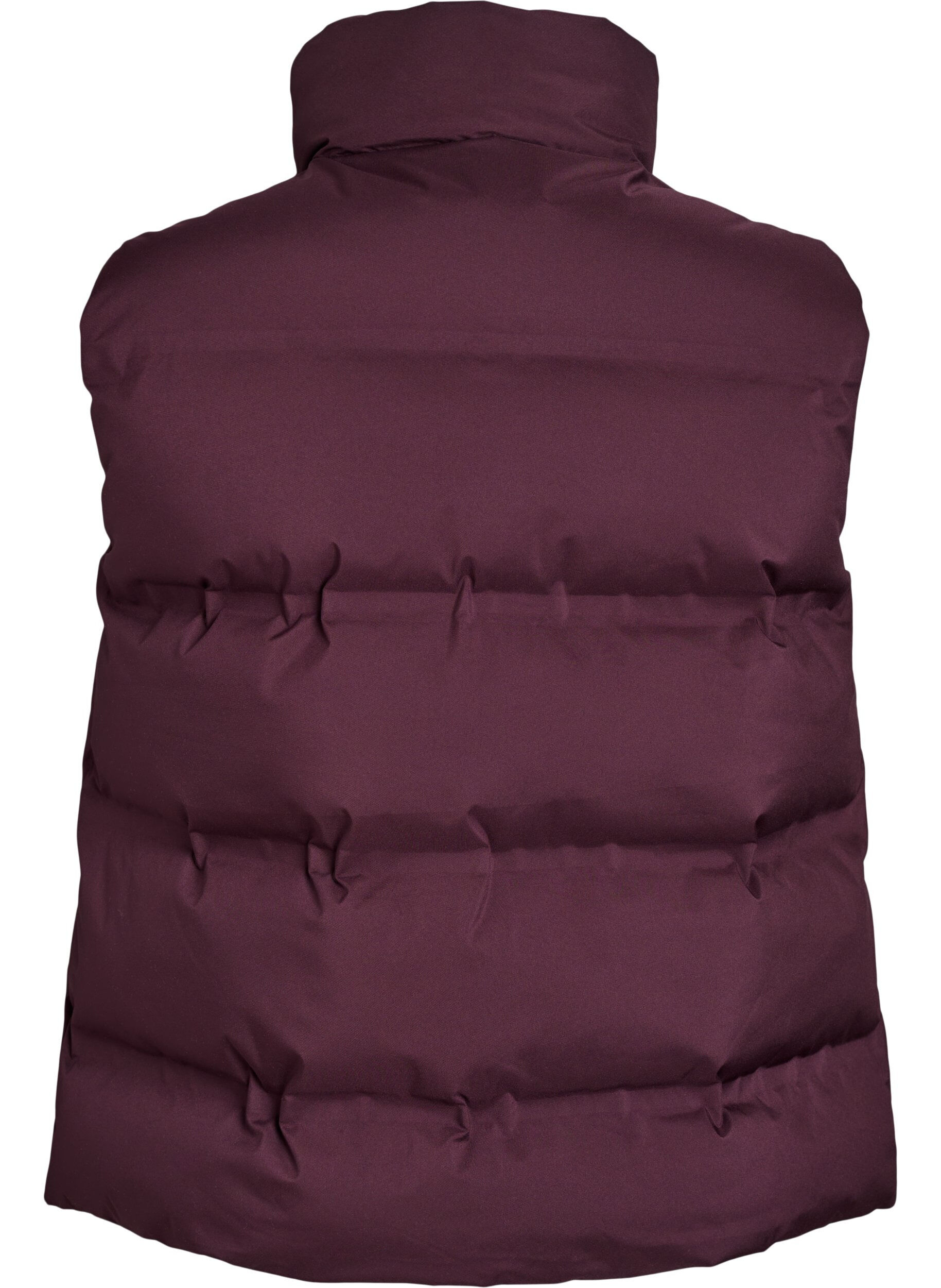 ZizziKort puffervest med h&oslash;j krave, M&oslash;rk Bordeaux, Packshot image number 1