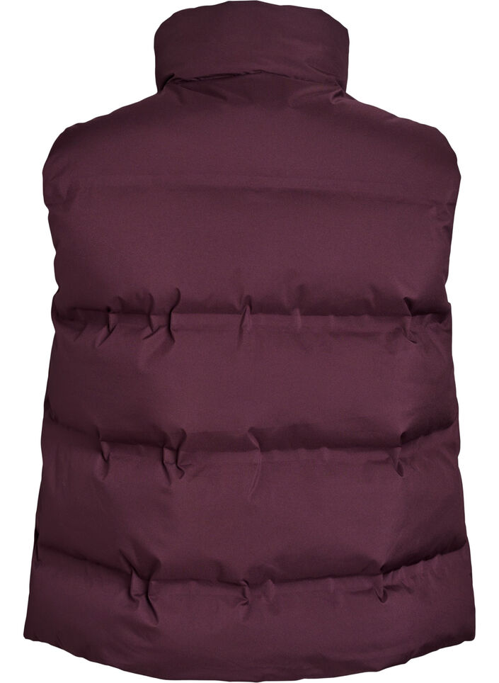 Kort puffervest med h&oslash;j krave, M&oslash;rk Bordeaux, Packshot image number 1