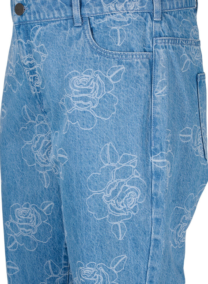 Vera jeans med blomstermønster, Blå, Packshot image number 2