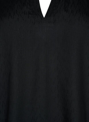 Kortærmet viskose bluse med v-hals, Black, Packshot image number 2