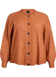 Ribstrikket cardigan med knapper, Orange