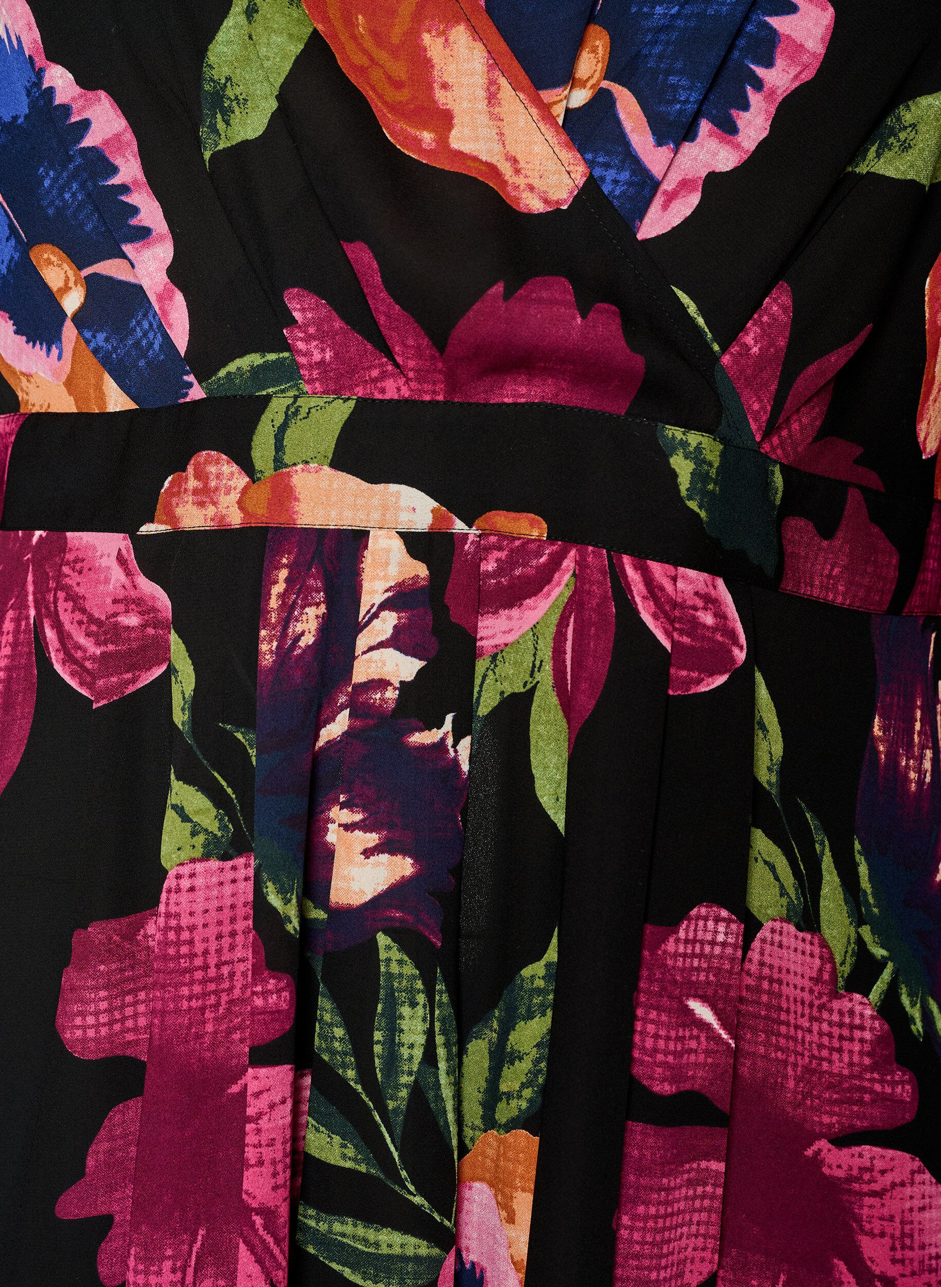 Zizzi Maxikjole med sl&aring;-om udsk&aelig;ring og lange &aelig;rmer, Sort, Packshot image number 2