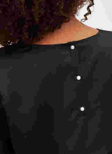 Langærmet bluse med rund hals, Black, Model image number 2