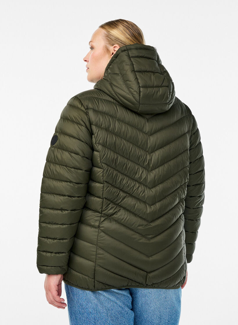 Letv&aelig;gts jakke med h&aelig;tte, Gr&oslash;n, Model image number 2