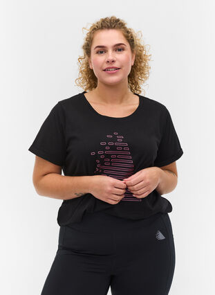 Trænings t-shirt med print, Black Diva Pink, Model image number 0