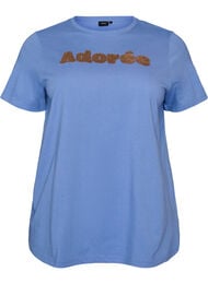T-shirt i &oslash;kologisk bomuld med frontmotiv, Bl&aring;