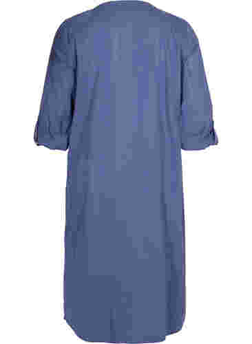 Bomulds skjortekjole med 3/4 ærmer, Nightshadow Blue, Packshot image number 1