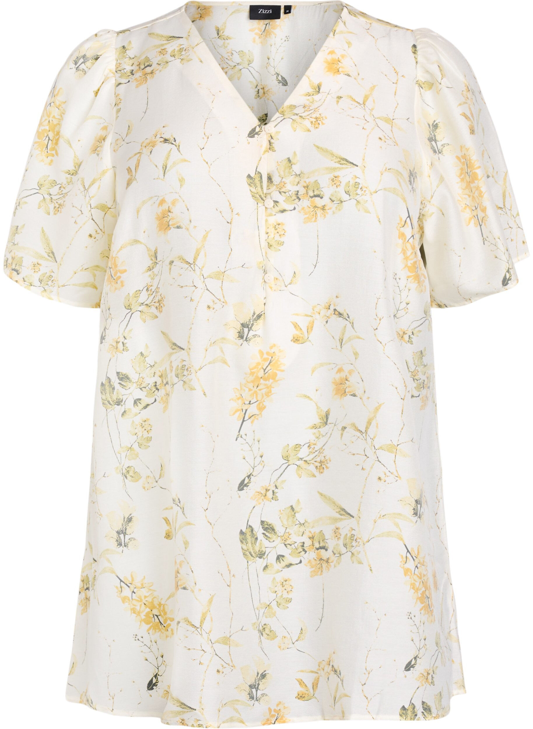 Zizzi A-formet tunika med korte &aelig;rmer, Gul, Packshot image number 0