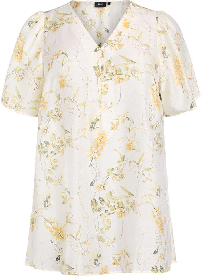 A-formet tunika med korte ærmer, Gul, Packshot image number 0