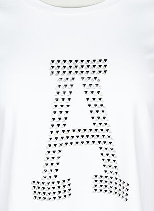 Bomulds t-shirt med nitter, Bright White, Packshot image number 2