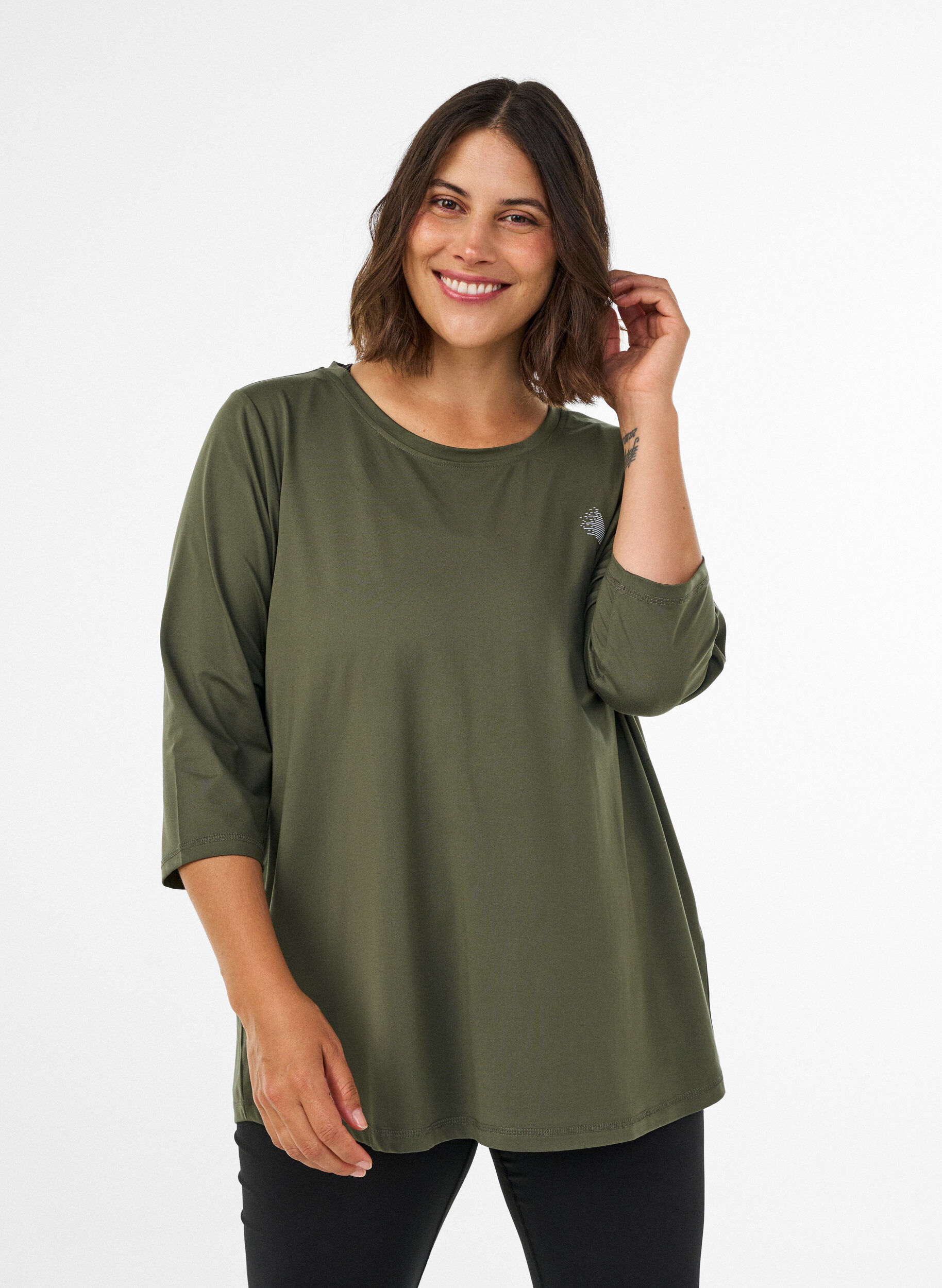 Tr&aelig;ningsbluse med 3/4 &aelig;rmer, Gr&oslash;n, Model