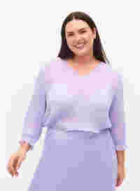 Plisseret bluse med 3/4 ærmer, Lavender, Model