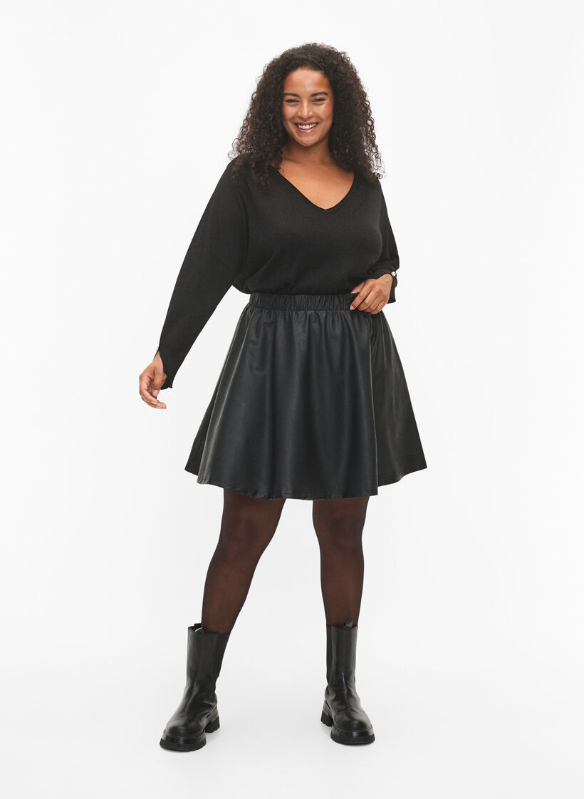 Viskose strikbluse med glimmer, Black w. DTM Lurex, Model image number 3