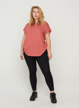 T-shirt i bomuldsmix, Faded Rose Mel., Model image number 2