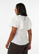 Bluse med smock-struktur og fl&aelig;se&aelig;rmer, Vanilla, Model image number 2