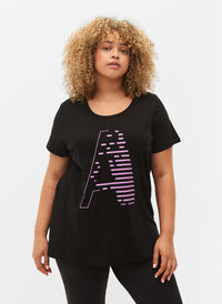 Trænings t-shirt med print, Black w. Purple A, Model