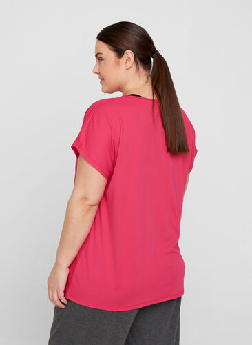 Ensfarvet trænings t-shirt, Pink Peacock, Model image number 1