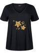Bomulds t-shirt med pailletter, Black W. Star, Packshot image number 0