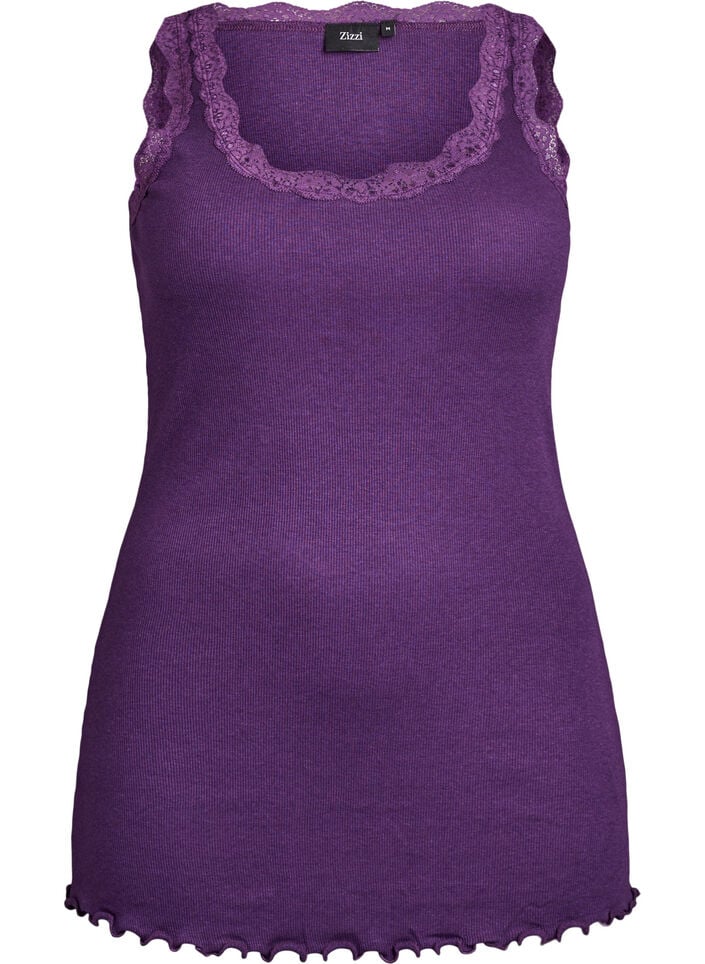 Top med blondekant, Lilla, Packshot image number 0