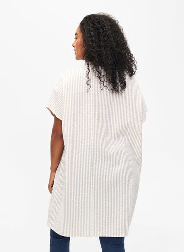 Lang stribet skjorte i bomuld , White/Natrual Stripe, Model image number 1