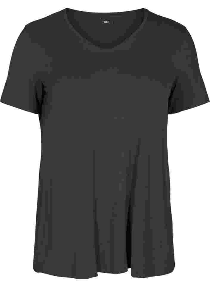 Kortærmet t-shirt med v-udskæring, Black, Packshot image number 0