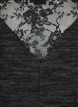 Langærmet bluse med blonder, Dark Grey Melange, Packshot image number 2